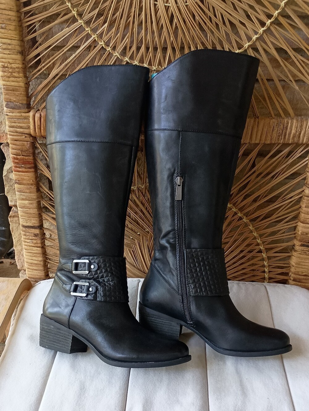Vince Camuto Black Quilted Strap Knee-High Women's Boots_7